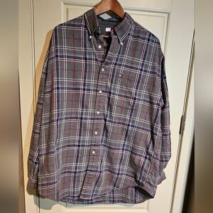 TOMMY HILFIGER- VINTAGE MEN'S PLAID BUTTON-UP SIZE L